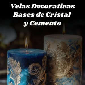 velas decorativas bases de cristal y cemento