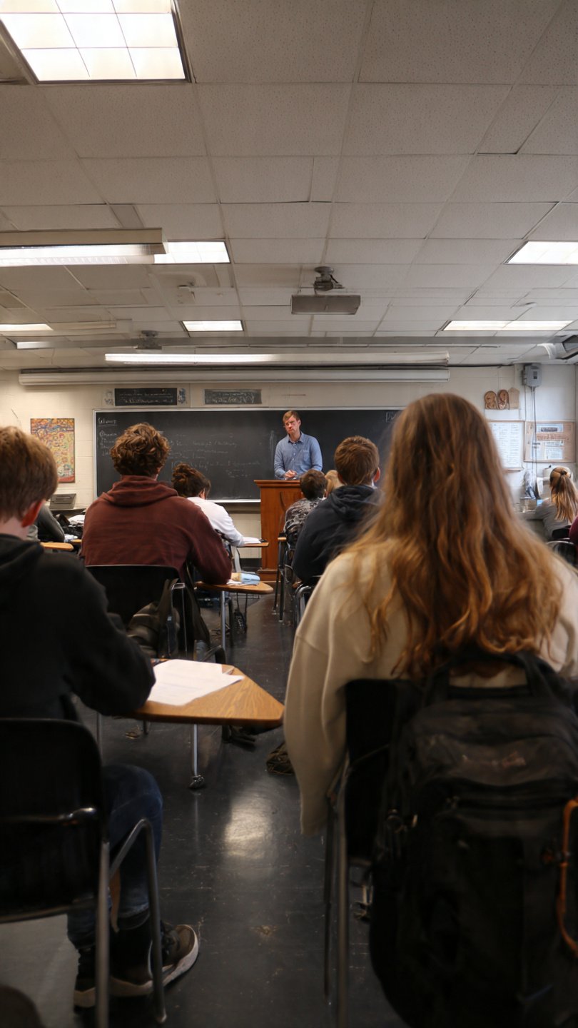 Home salon de clases en plena clase